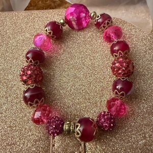 Pink Beaded Stretch Bracelet - Fashion Jewelry